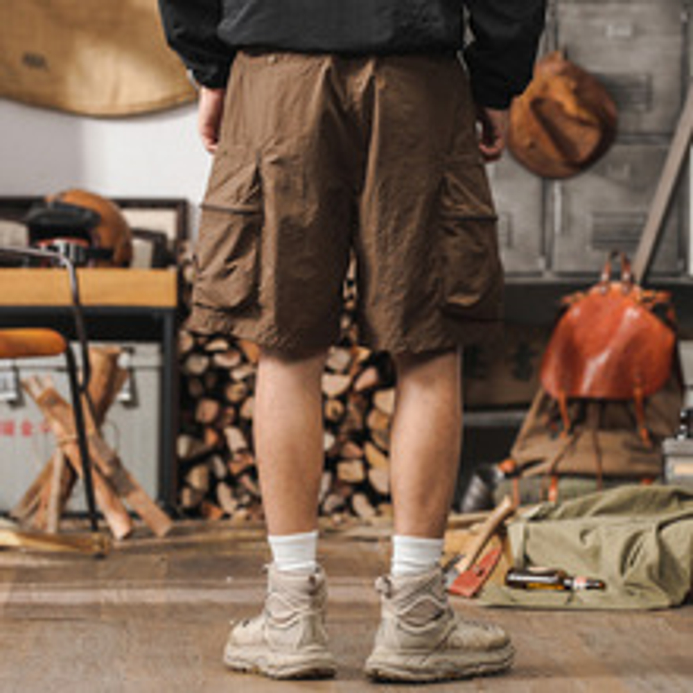 Функциональные нейлоновые шорты многокарманные на замке для мужчин от бренда JIELEINUO