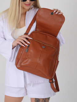 Рюкзак женский кожаный, коричневый