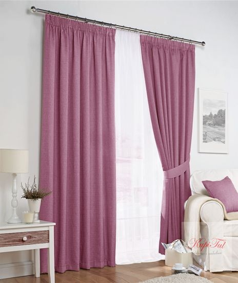 XL-Комплект штор Палермо (тёмно-сиреневый) и вуаль (белый)