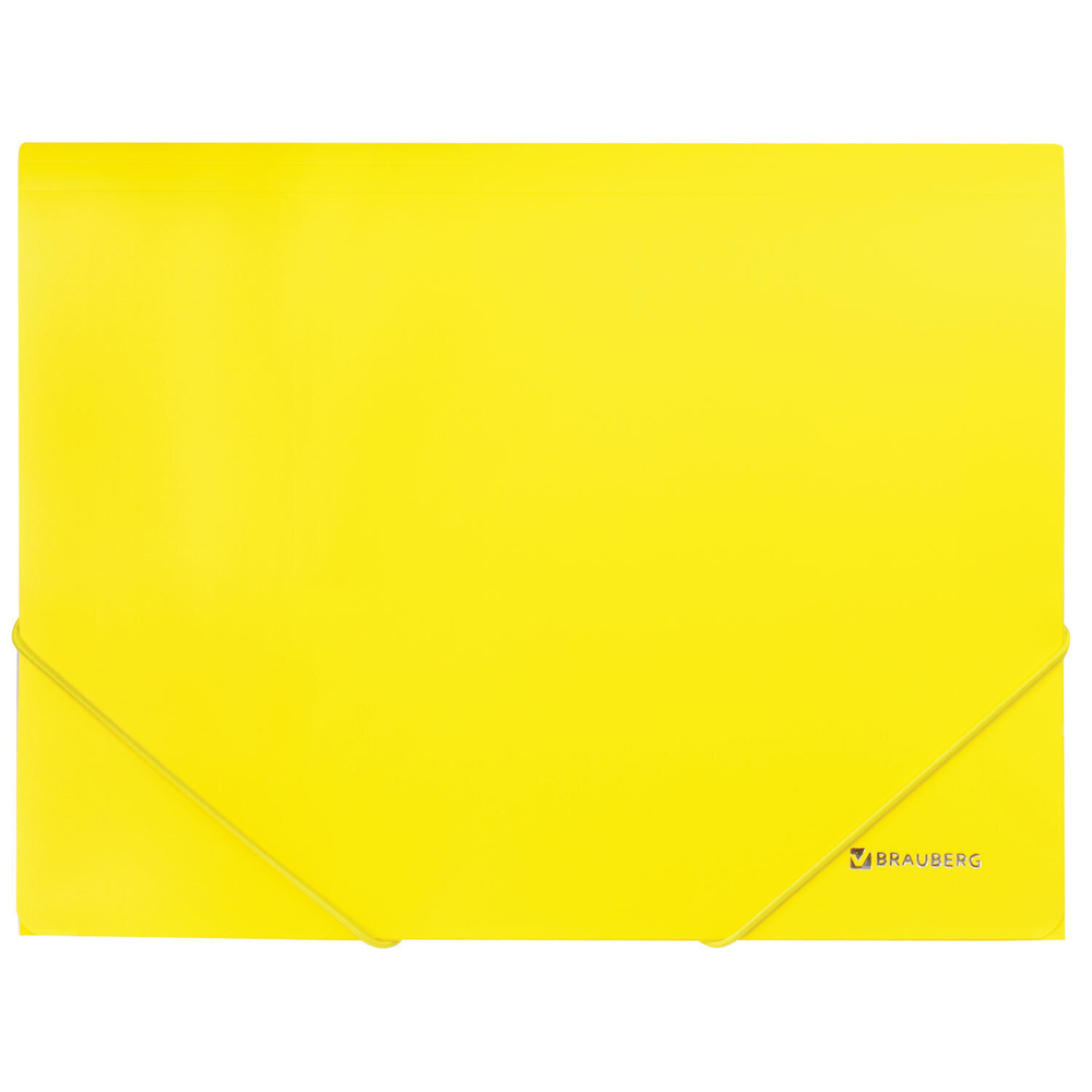 Папка на резинках BRAUBERG "Neon" неоновая желтая до 300 листов 0 5 мм (8 штук в упаковке)