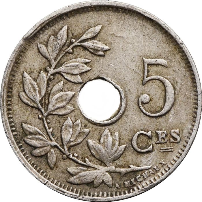 5 сантимов 1910-1932 Бельгия (надпись на французском ROYAUME DE BELGIQUE)