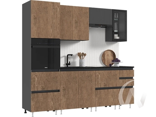 Кухня Техно-6 2;4м (графит/экзотическое дерево амазония; графит софт/кастилло темный)