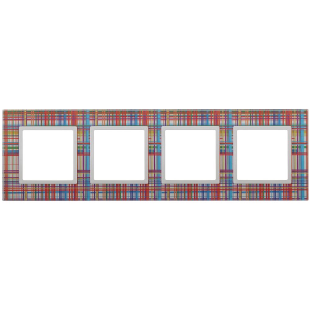 14-5104-00 ЭРА Рамка на 4 поста, стекло, Эра Elegance, прозрачный+бел | Розетки и выключатели