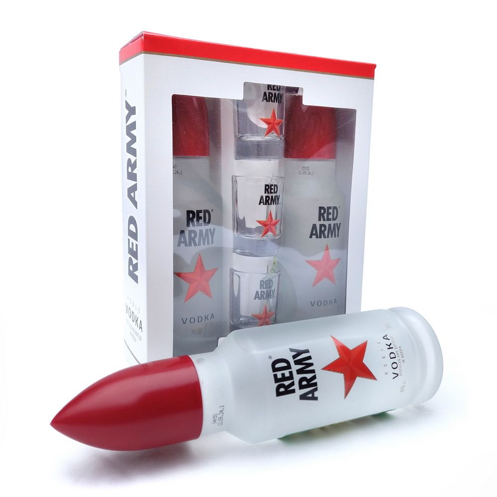 Набор подарочный Водка Рэд Арми классик 2* 0,5л +3 рюмки / Vodka Red Army classic 2* 0,5 l+3 glasses