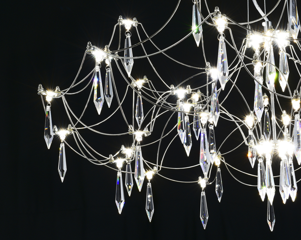 Подвесная люстра светодиодная с пультом и хрустальными подвесками Asfour MyFar Ersilia MR2660-60P-76AP