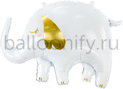 Шар (33''/84 см) Фигура, Слоник, Белый, 1 шт.