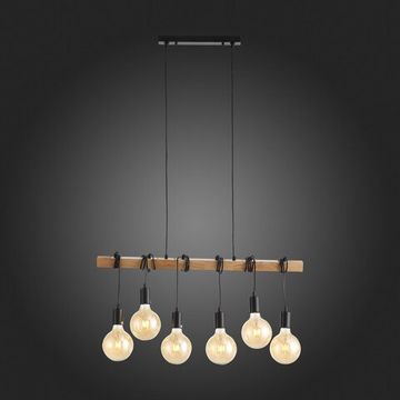SL1142.403.06 Светильник подвесной Черный, Светлое дерево E27 6*60W BAGETTI
