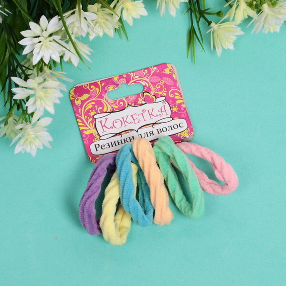 Резинки для волос 6шт «Collection Krasa - Spirali», микс 6 цветов, d-4,5см