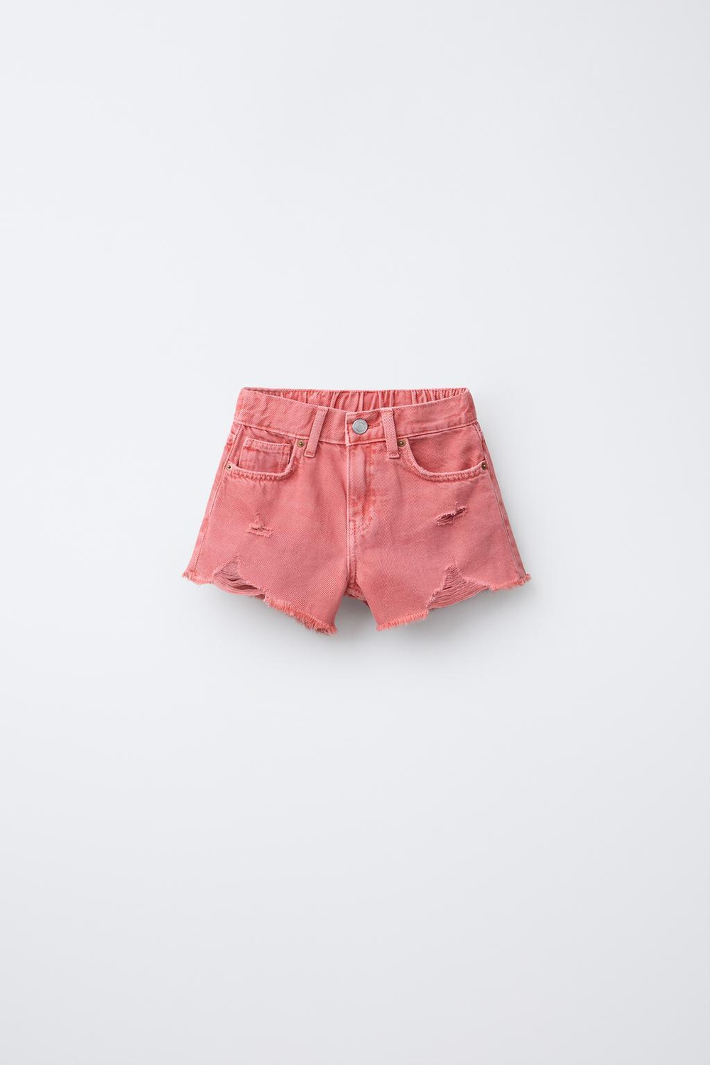 ZARA ДЖИНСОВЫЕ ШОРТЫ С РАЗРЕЗАМИ, КРАСНЫЙ