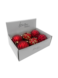 Набор шаров 10см 6шт ChristmasDeLuxe красный/алый