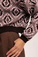 Лонгслив Idel Тюбетейка укороченный коричневый/розовый