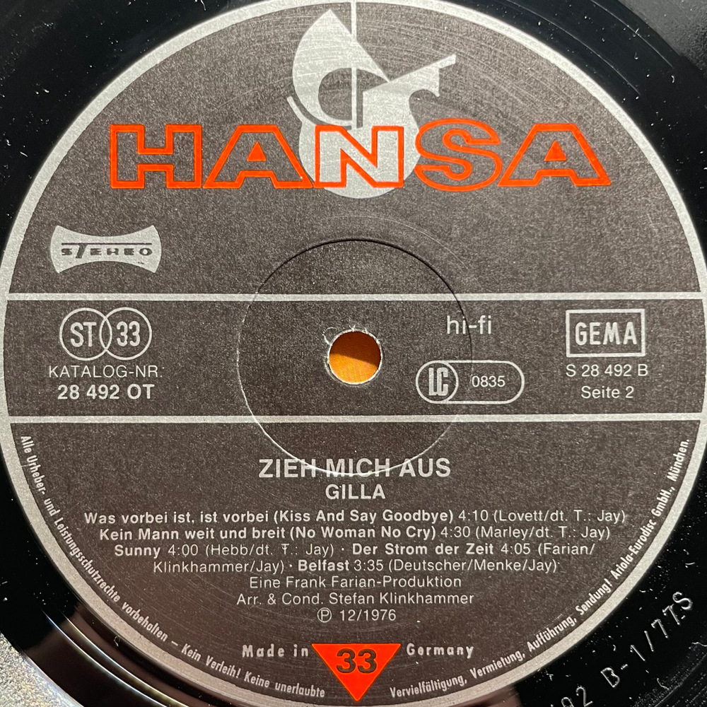 Gilla ‎– Zieh Mich Aus (Германия 1977г.)