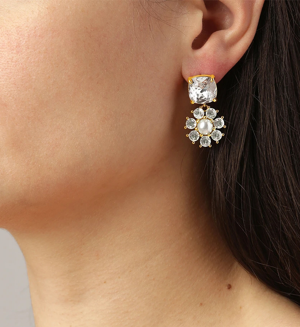 Серьги Dyrberg Kern POPPY SG CRYSTAL / WHITE PEARL 460502