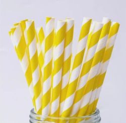 Трубочки бумажные жёлто-белые, d 5мм 20 см