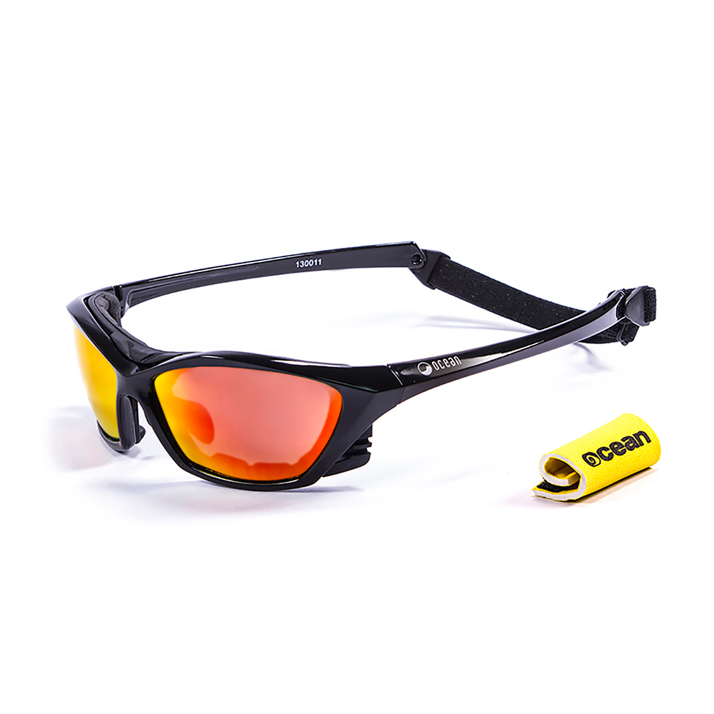 очки для водных видов спорта Lake Garda Черные Зеркально-оранжевые линзы. Вид сбоку