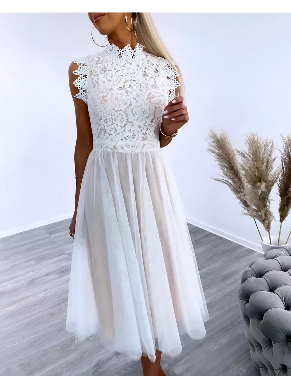 кружевное белое платье + plus size