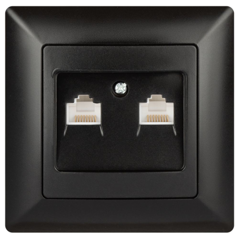 Розетка Intro Solo 4-304-05 информационная 2хRJ45, СУ, антрацит | Intro Solo