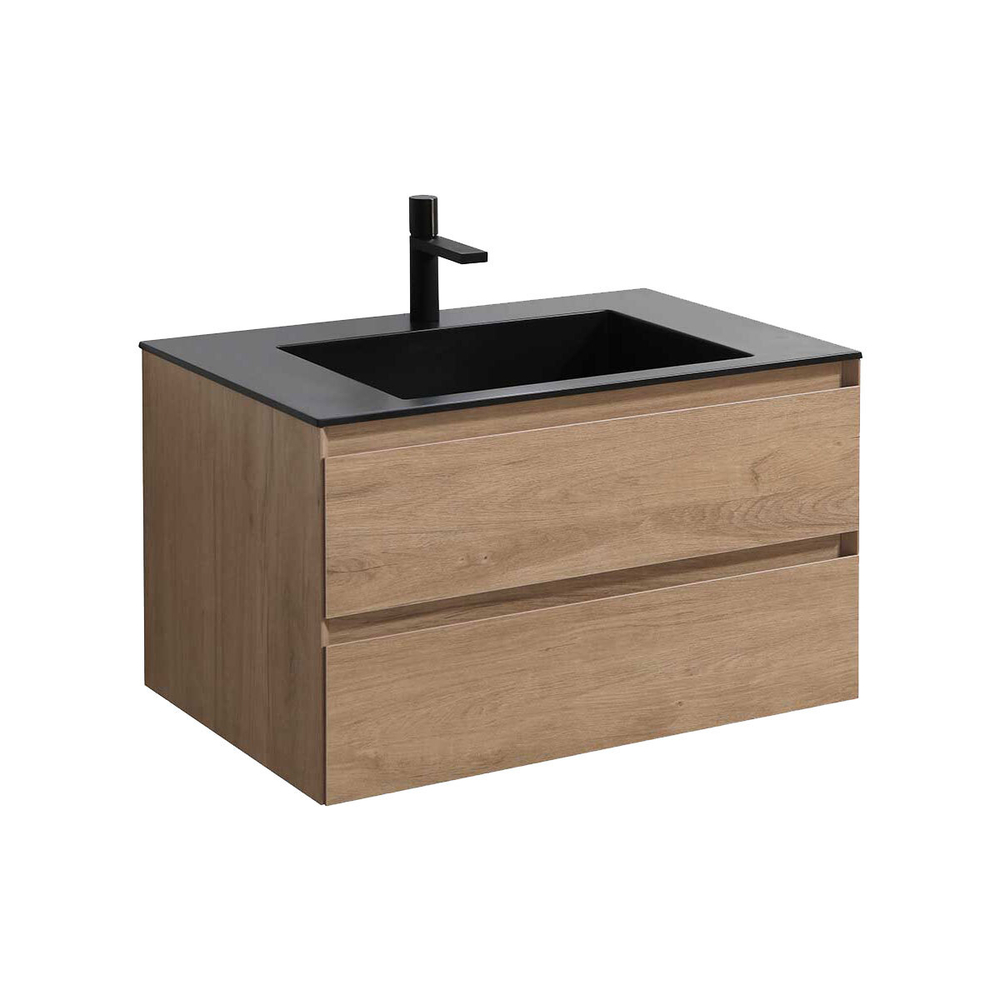 Тумба под раковину Vincea Luka 800 подвесная, 2 выкатных ящика soft-close, N.Oak