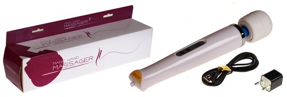 Вибромассажер беспроводной Hitachi Magic Wand Massager (10 режимов) (Цвет: белый с синим)