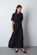 Платье приталенное из шелка Ив Сен-Лоран черный