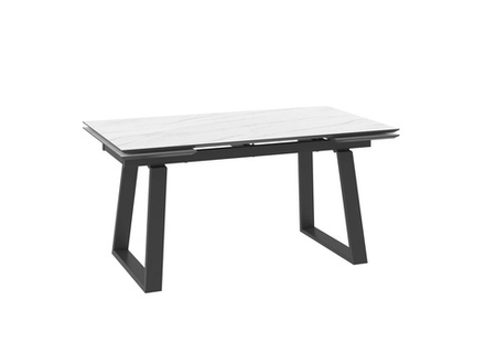 Стол ALTEZA-160, раздвижной 160(40+40)x90, МРАМОР СВЕТЛЫЙ - COMPAKT CER/ЧЕРНЫЙ, (2 упак.)