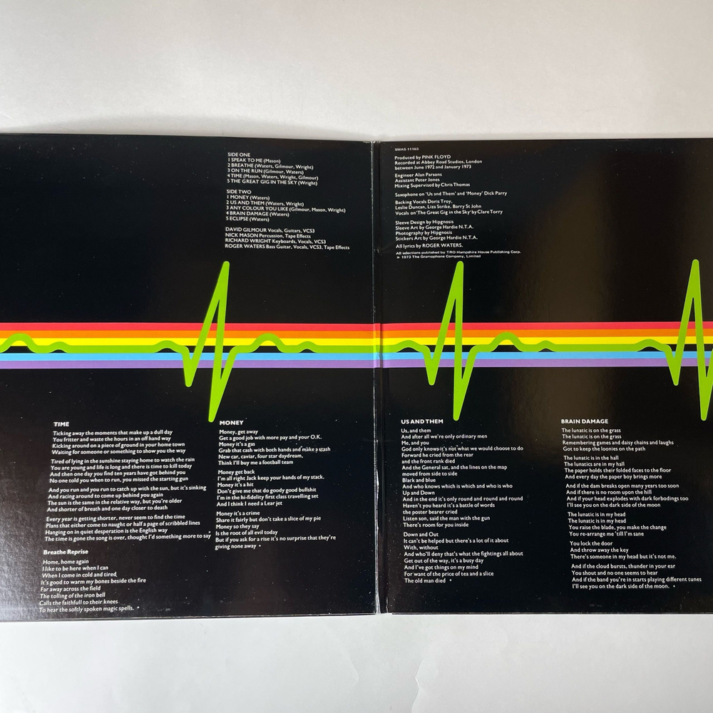 Винтажная виниловая пластинка LP Pink Floyd The Dark Side Of The Moon (США 1988) (Полный Комплект, 2 Плаката, 2 Открытки)