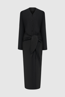 Платье с узлом из костюмной ткани