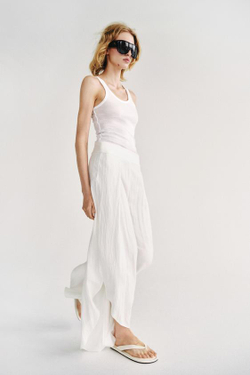 ZARA БРЮКИ С РАЗРЕЗАМИ — ZW COLLECTION, ЖЕЛТОВАТО-БЕЛЫЙ
