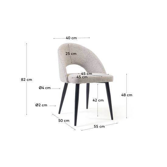 Бежевый стул Mael на стальных ножках с черной отделкой La Forma Испания 