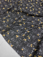 Шифон/ Желтые цветы на черном