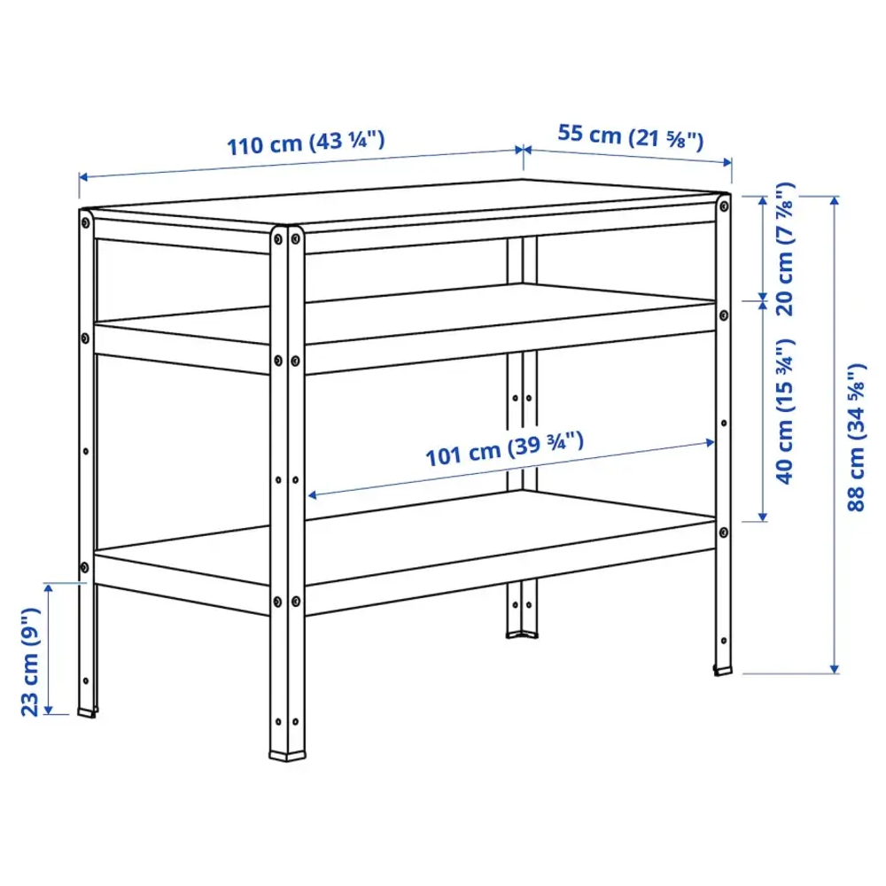 Стол - IKEA BROR, 110x55 см, серо-зеленая/сосновая фанера, БРОР ИКЕА