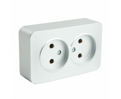 Розетка 2-местная без заземления открытой установки !! 4 ШТУКИ !!, 250В, 10А, IP20, серия София, серебро, MST10-12-03, STEKKER 49327