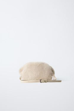 ZARA СУМКА-РЮКЗАК «КРОЛИК» ИЗ ИСКУССТВЕННОГО МЕХА, ЭКРЮ