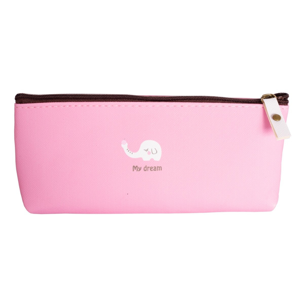 Пенал - косметичка Alingar, ПВХ, молния, 90 х 200 мм, "My dream, Белый слон с яблоком", розовый