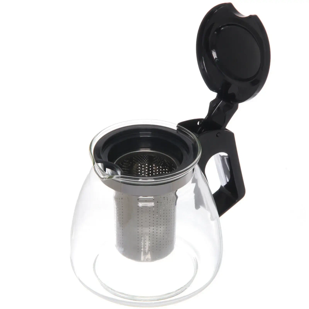 Чайник заварочный стеклянный 1100мл «Ассорти», микс цветов