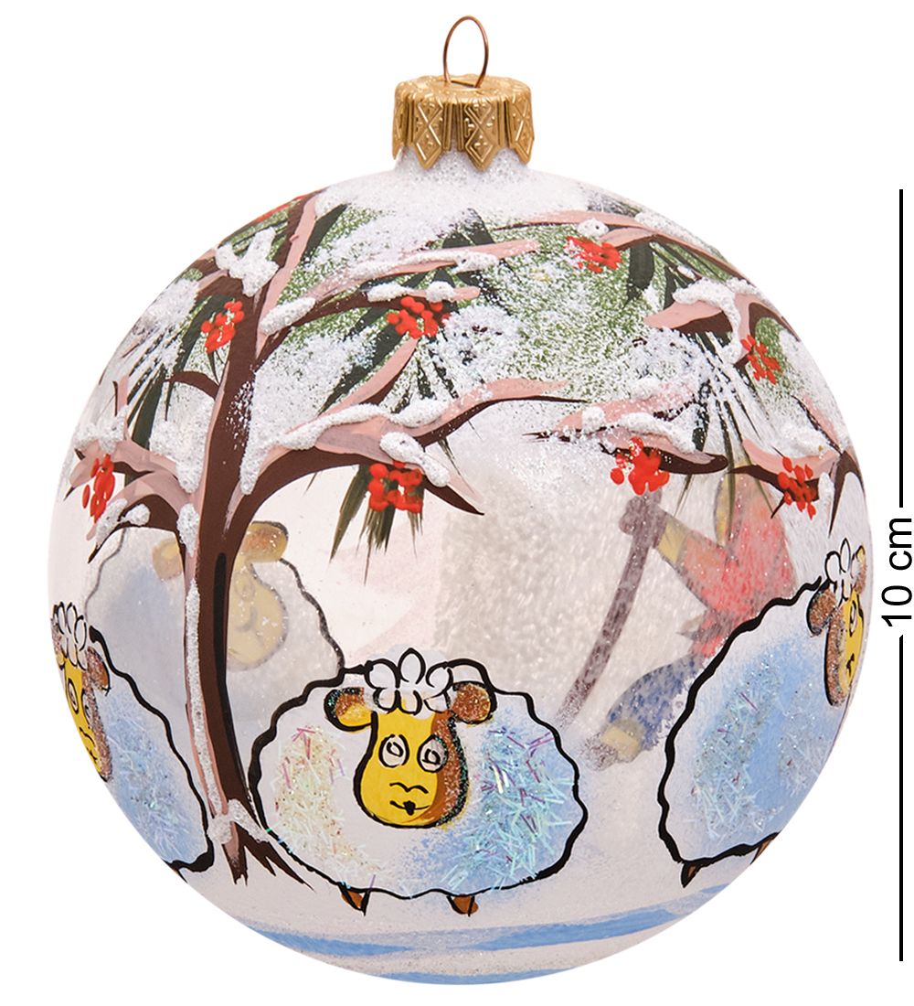 Элита НФШ-1447 Ел.украшение Шар «Козлик на прогулке» 100 мм