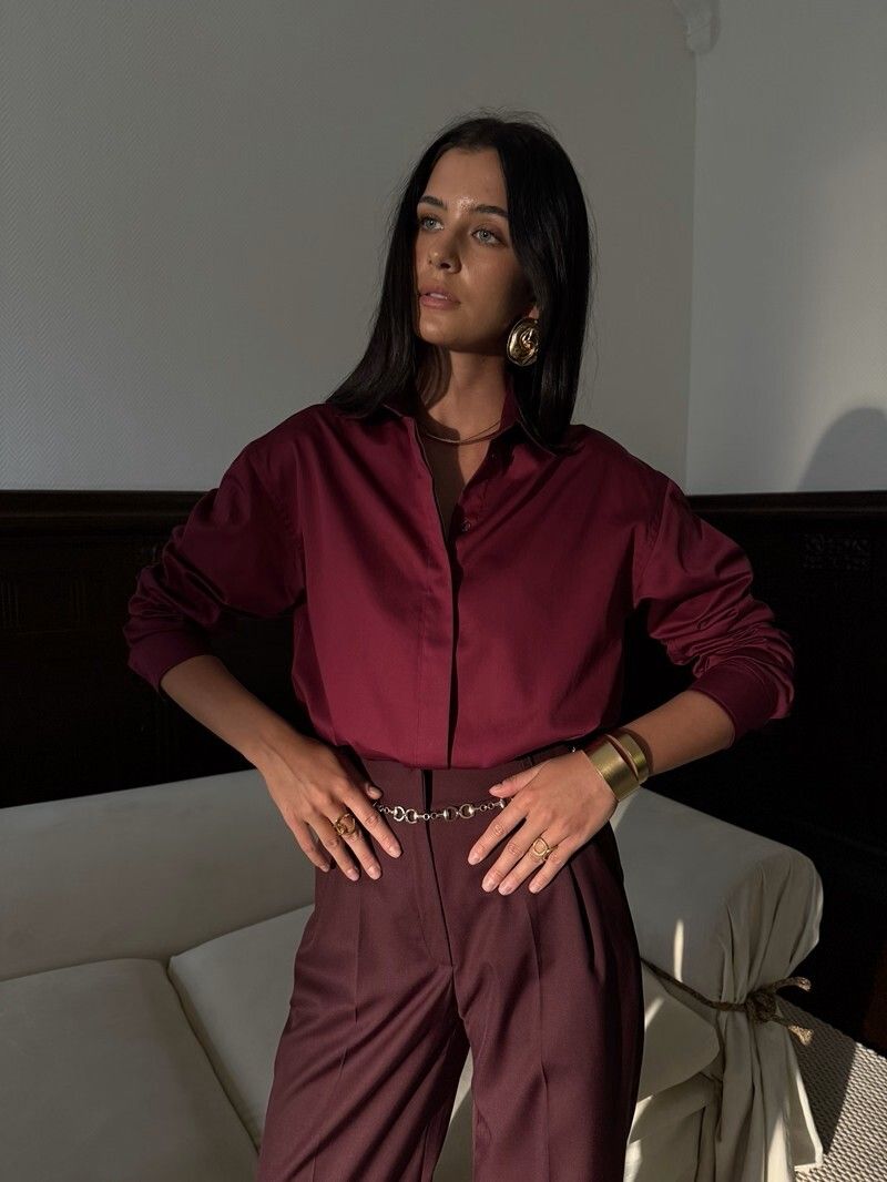 Рубашка Хельсинки бордо шерсть