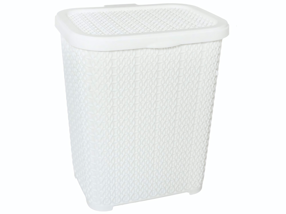 Корзина для стирального порошка 6л "Вязаный узор", цвет белый