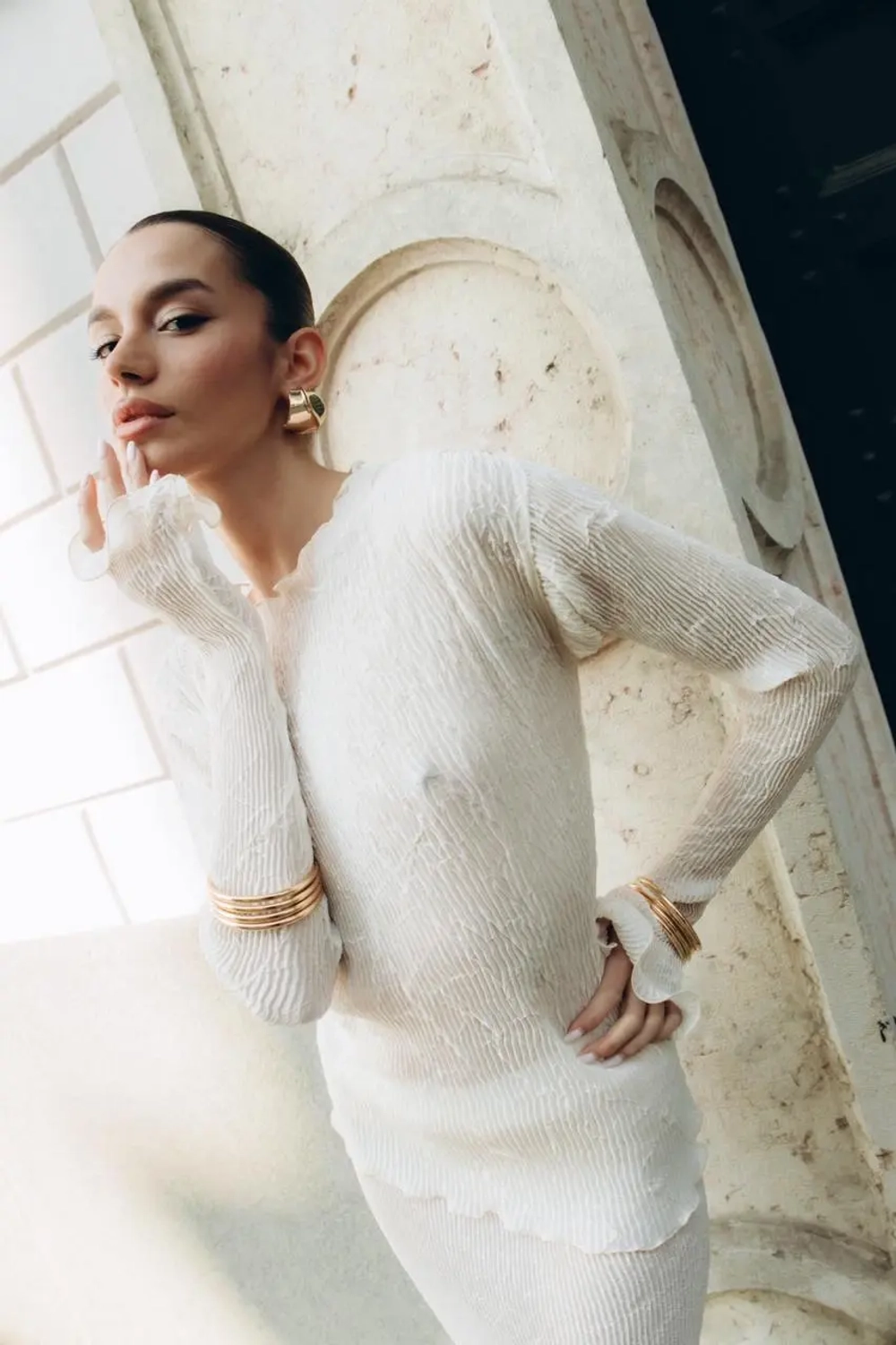 Юбка с двойным воланом Simona Cream Mini