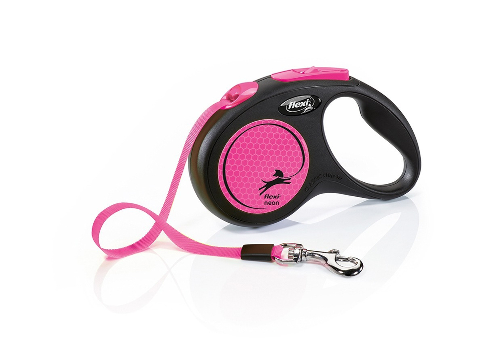 FLEXI NEW NEON Поводок-рулетка S (до 15 кг), 5 м, лента