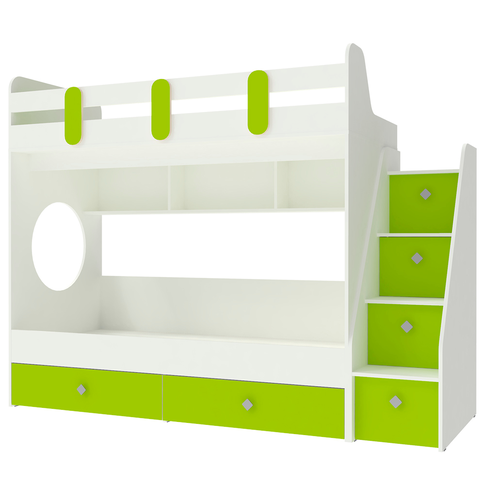 Двухъярусная кровать КарИВи Фортуна-2 Белый  Лайм