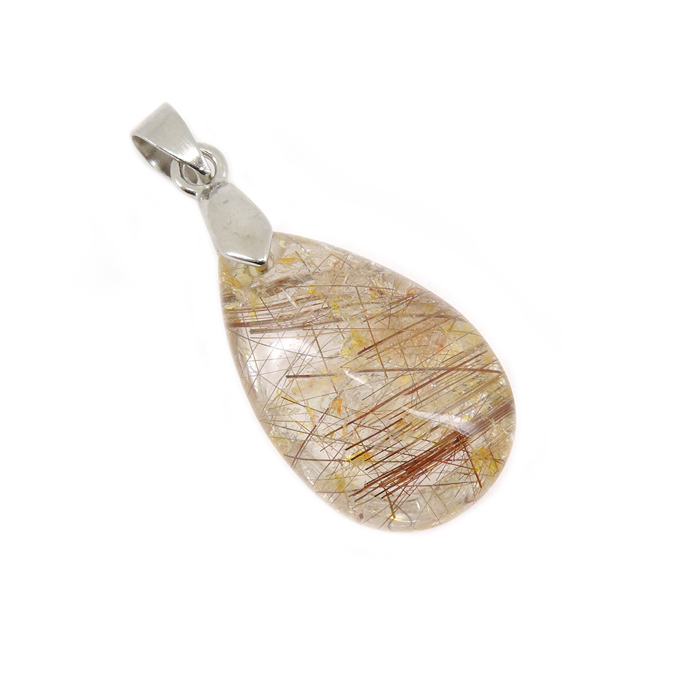 Кулон "Капля" кварц-волосатик