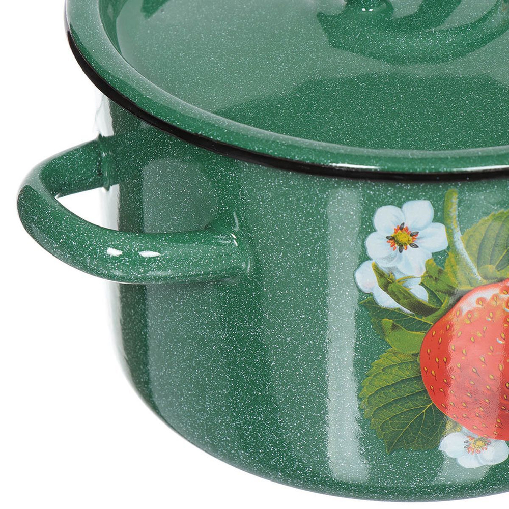 Набор эмалированной посуды 6 пр, кастрюли 1.5,2.9,4.5 л, СтальЭмаль, Клубника садовая, 1с33, в асс