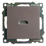 Розетка HDMI 2.1, Type A (механизм), STEKKER GLS00-7118-04, серия Катрин, шоколад 50064
