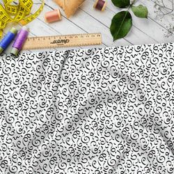 Ткань саржа мелкие каллиграфические узоры на бежевом фоне