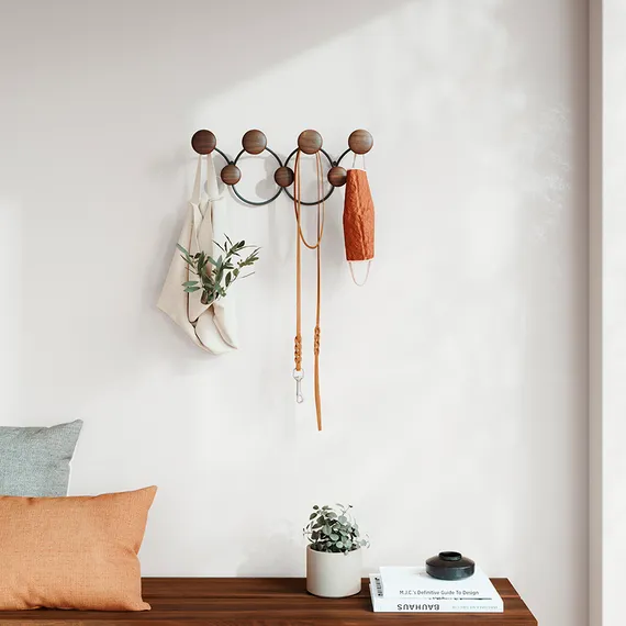 Вешалка настенная dotsy, черная/орех