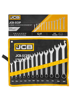 Набор ключей комбинированных 12пр.(8, 10-17, 19, 22, 24мм),на полотне JCB JCB-5121P