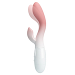 Розово-белый вибромассажёр-кролик Brighty - 20 см.
