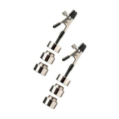 Зажимы на соски с грузиками Nipple Weights (Цвет: серебряный с черным)