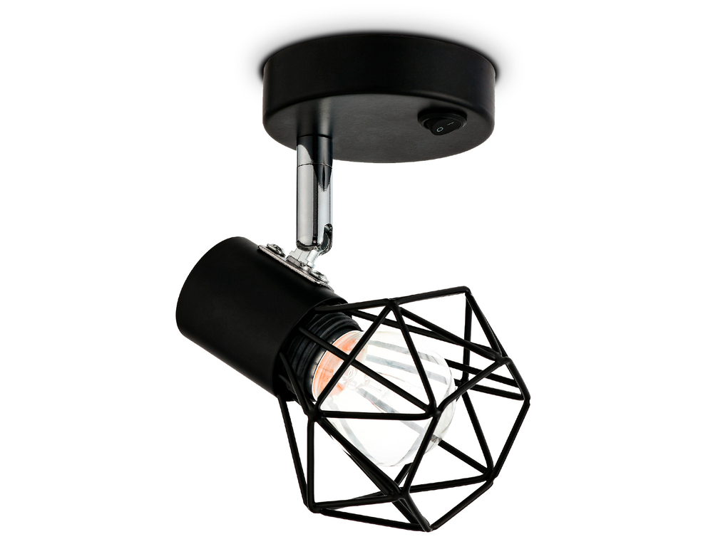 Накладной спот с выключателем в стиле лофт TR8620 BK/CH черный/хром E27 max 40W 115*91*150